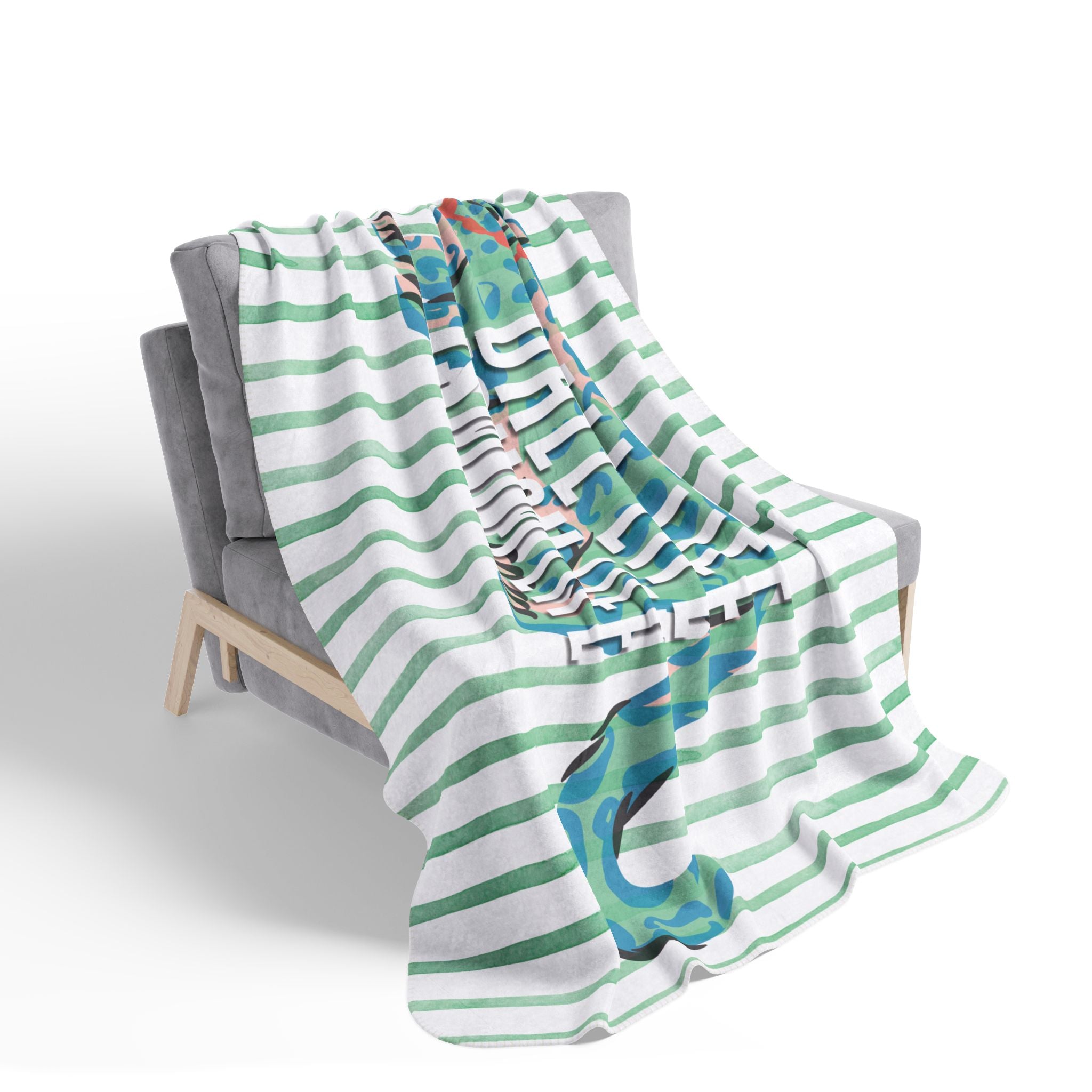 Fleece Sherpa Blanket - 'Ball Life Is Mom Life' Leopard Striped Cozy Throw