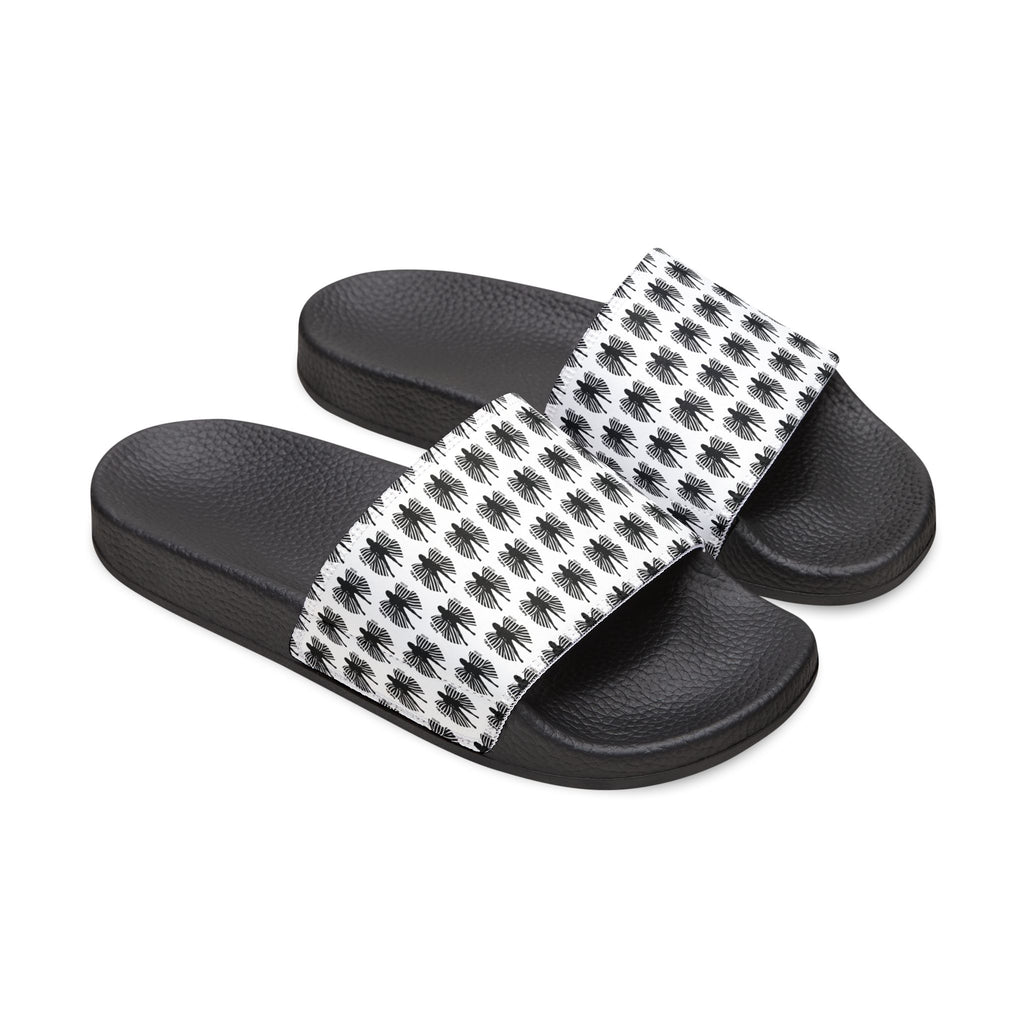Women's Slide Sandals — Black and White Ball Life Mom Life Pattern