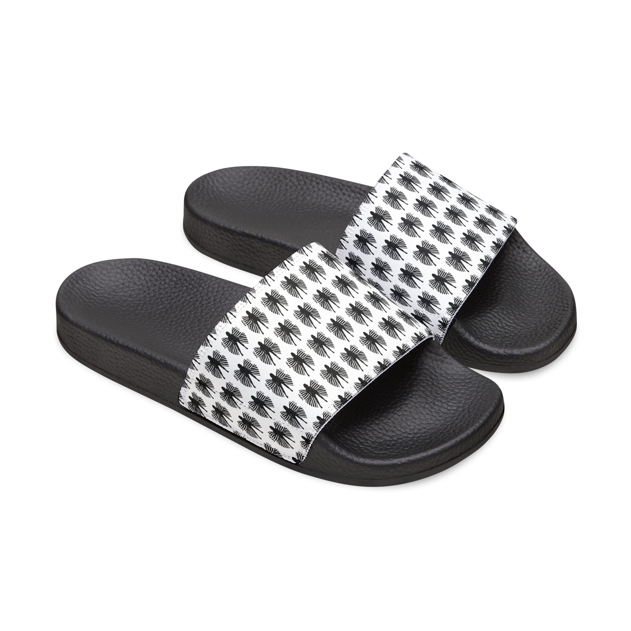 Women's Slide Sandals — Black and White Ball Life Mom Life Pattern
