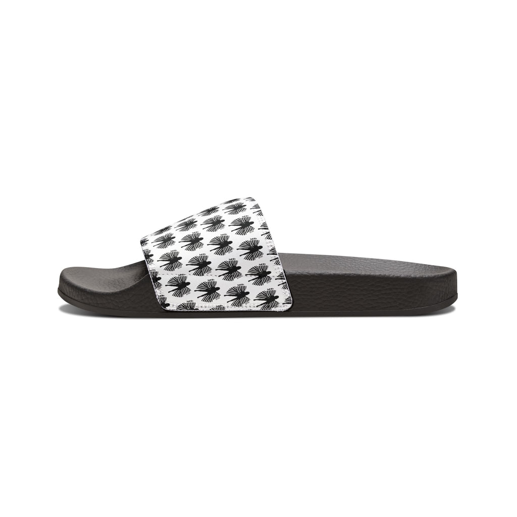 Women's Slide Sandals — Black and White Ball Life Mom Life Pattern