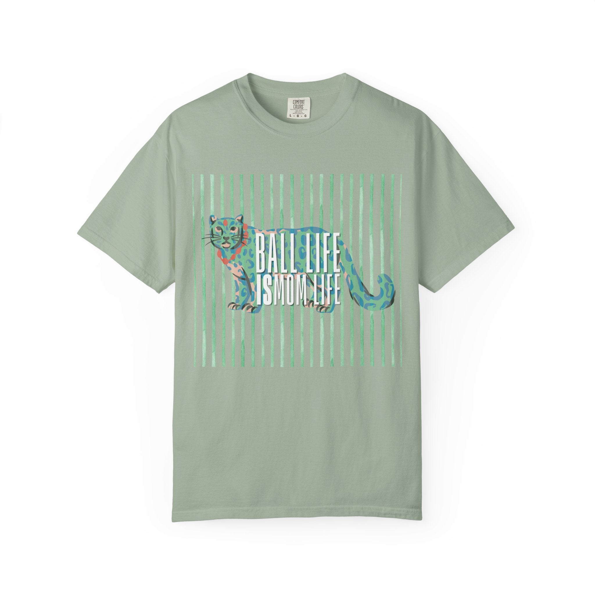 Jaguar Stripes Graphic T‑Shirt — Ball Life Mom Life Retro Animal Print Tee