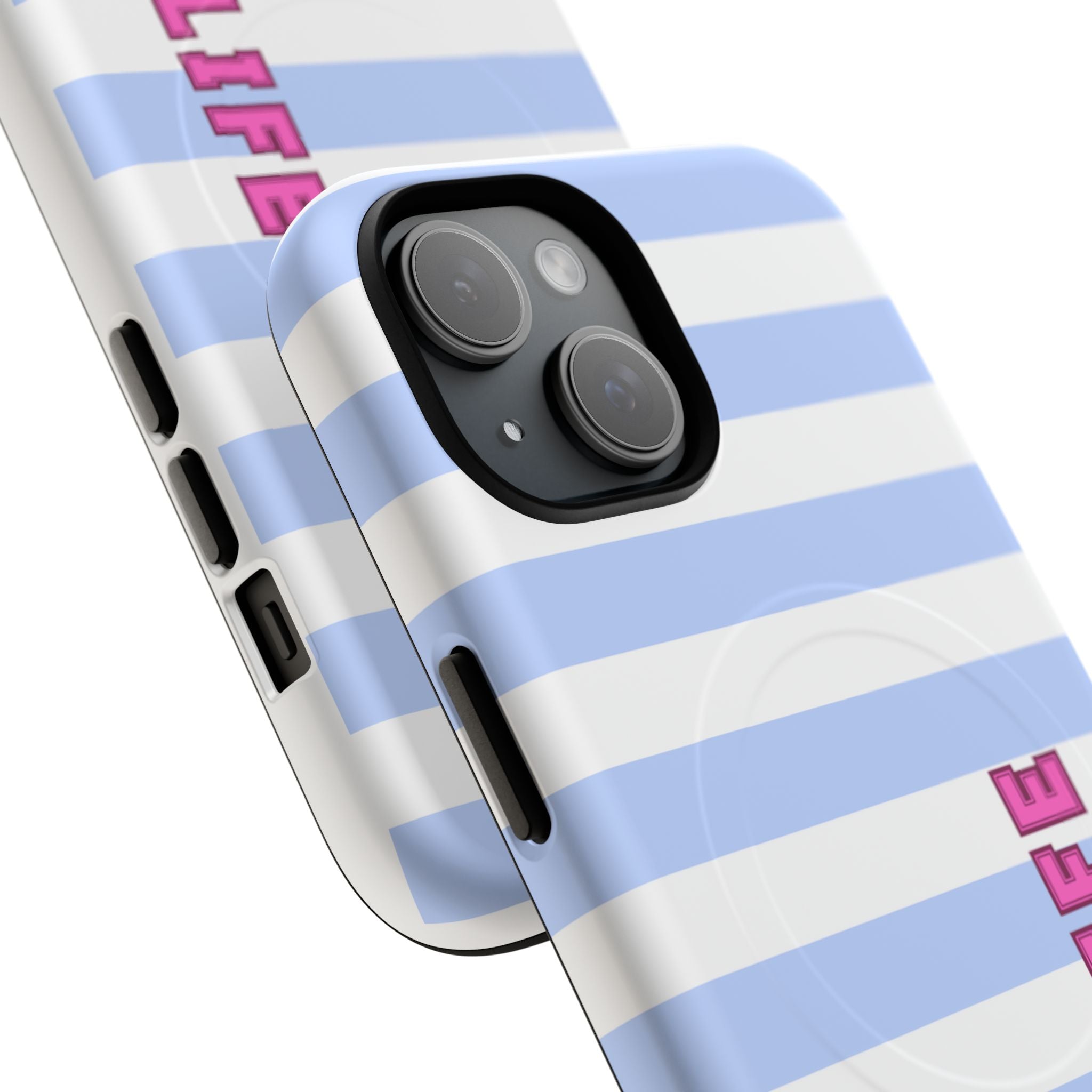 Phone Case — "Ball Life is Mom Life" Magnetic Tough Case Blue Stripes Pink Font