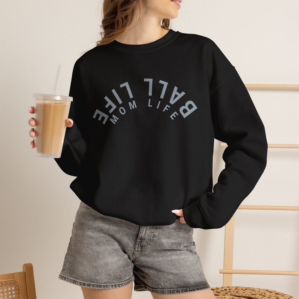 Crewneck Sweatshirt for Mom — Ball Life Mom Life Minimal Athletic Sweatshirt