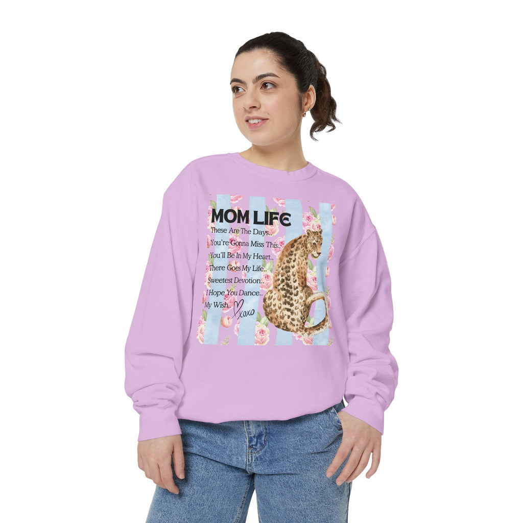 Mom Life Leopard Print Sweatshirt - Floral Striped Song Title Crewneck