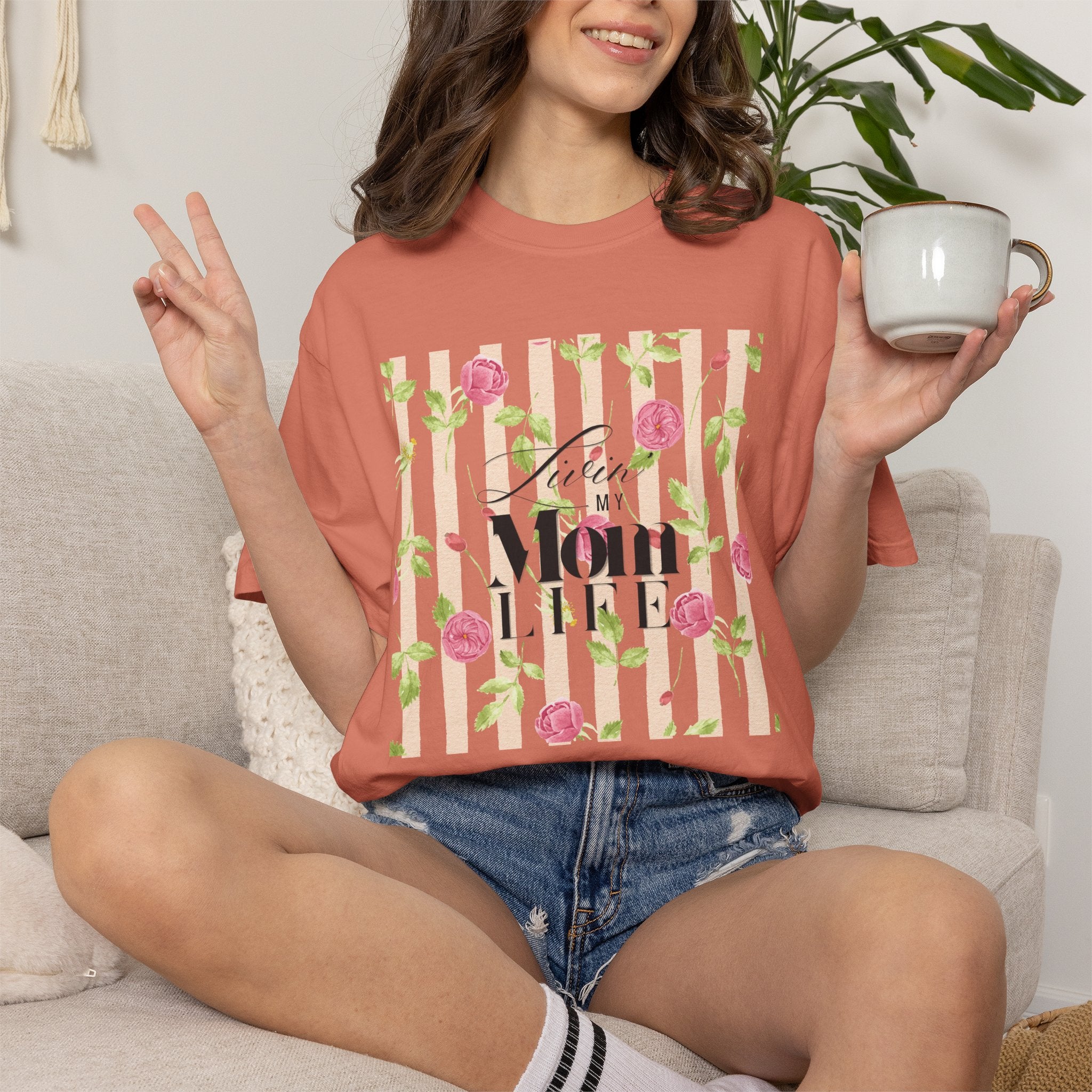 Mom Life Floral T-Shirt – Livin' My Mom Life Striped Rose Tee