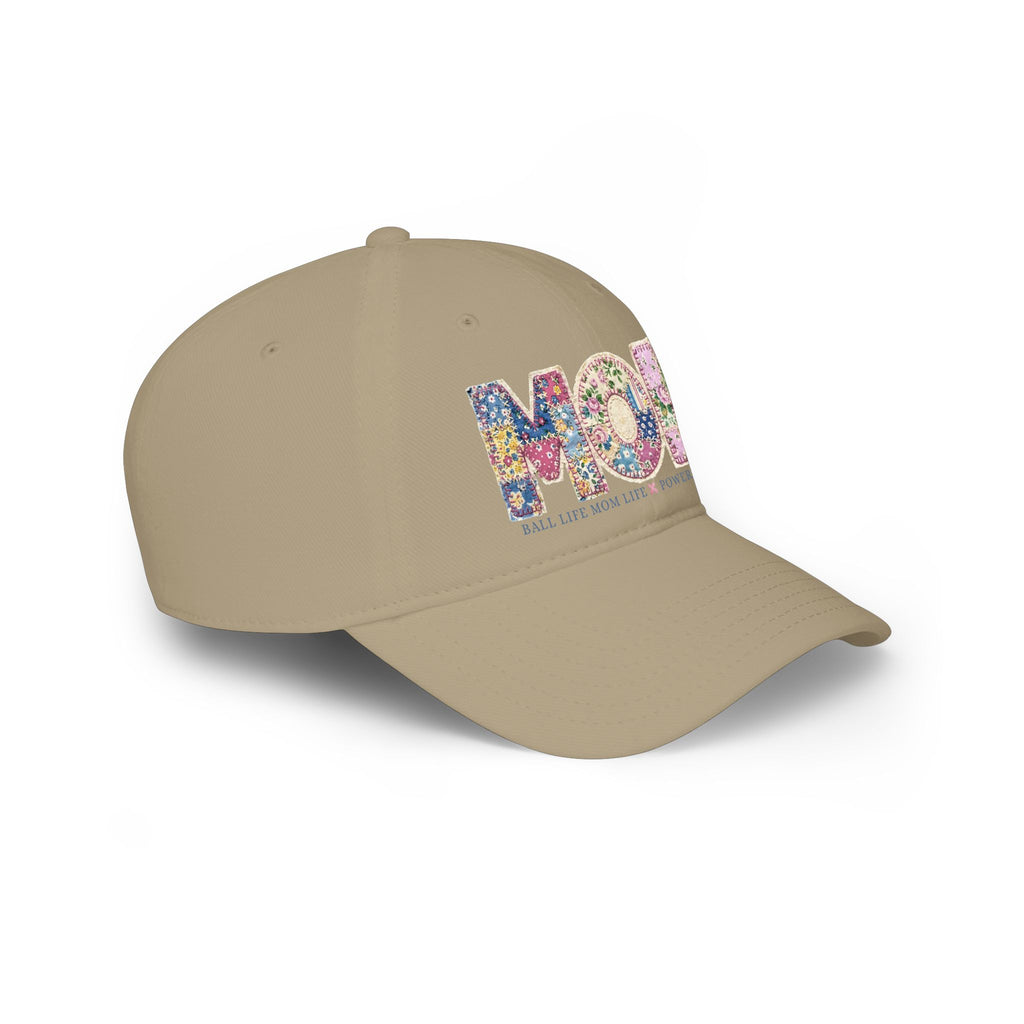 Floral 'MOM Life Ball Life' Quilted Baseball Cap Graphic — Mother's Game Day Hat