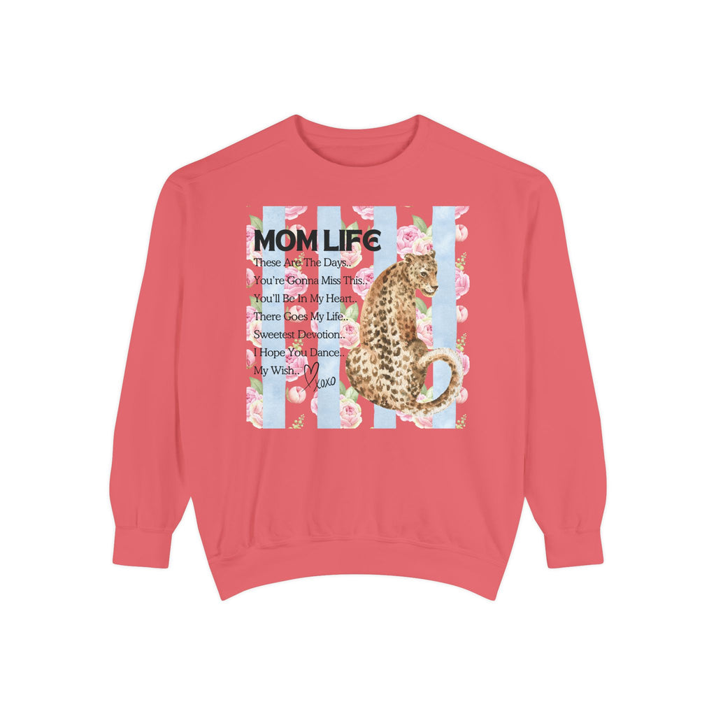 Mom Life Leopard Print Sweatshirt - Floral Striped Song Title Crewneck