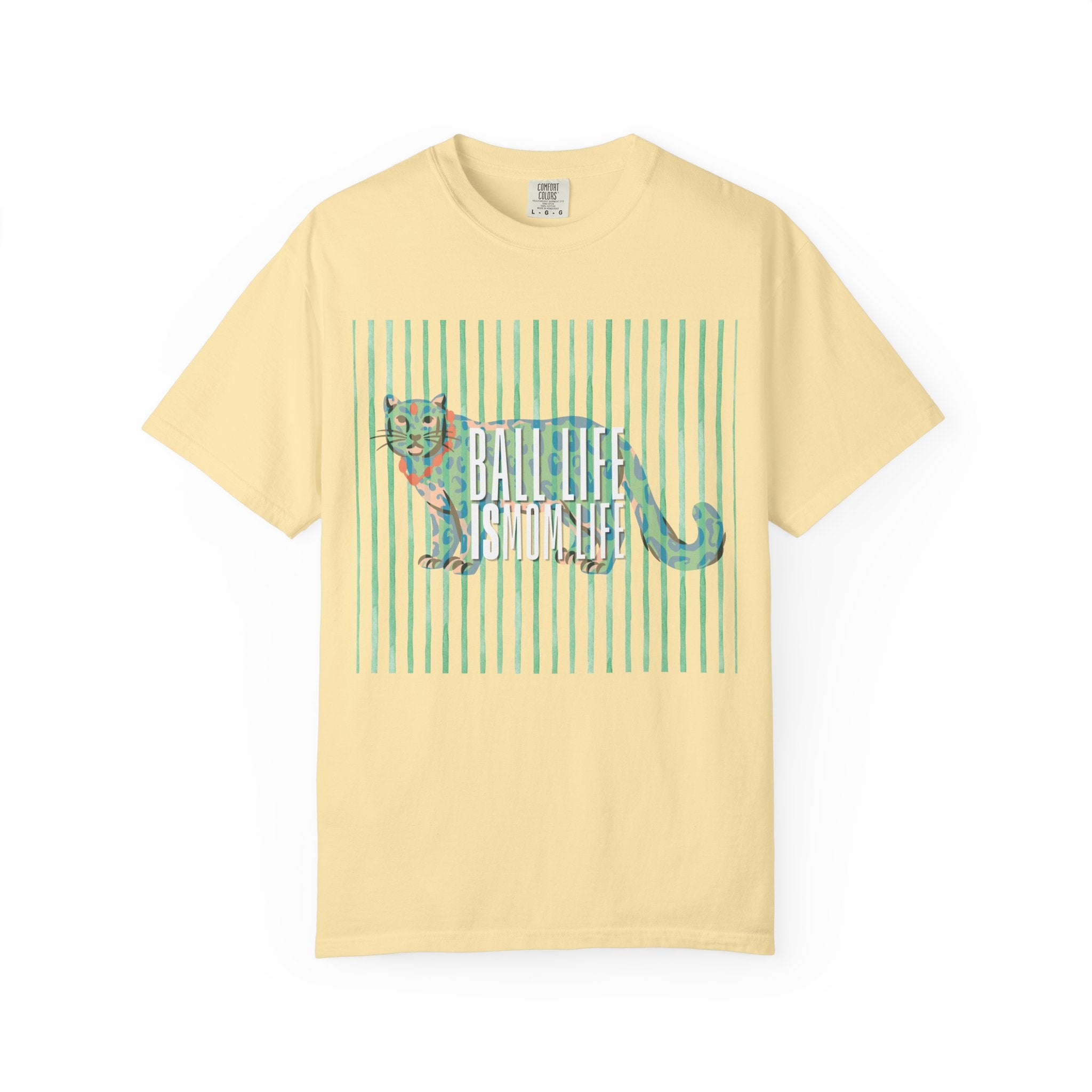 Jaguar Stripes Graphic T‑Shirt — Ball Life Mom Life Retro Animal Print Tee