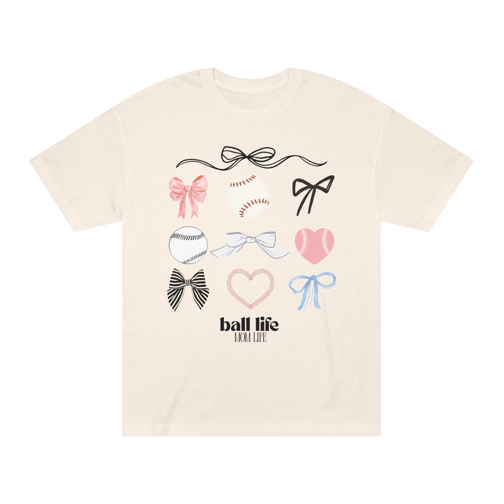 Baseball Bow Graphic Tee — "Ball Life" Bows & Heart Sports Shirt