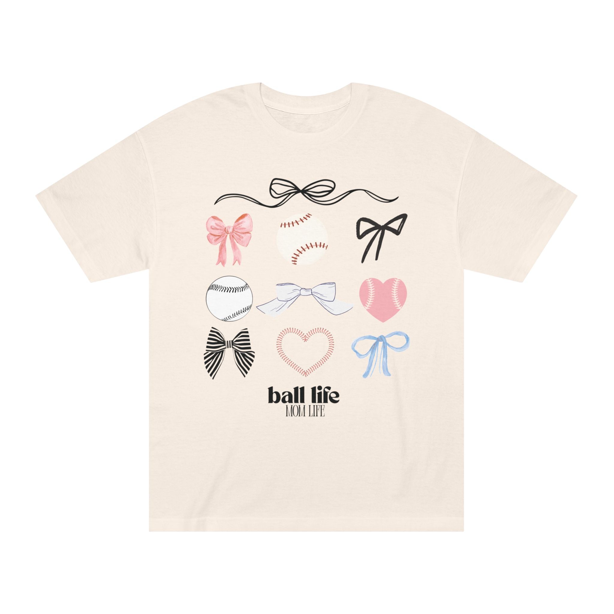 Baseball Bow Graphic Tee — "Ball Life" Bows & Heart Sports Shirt