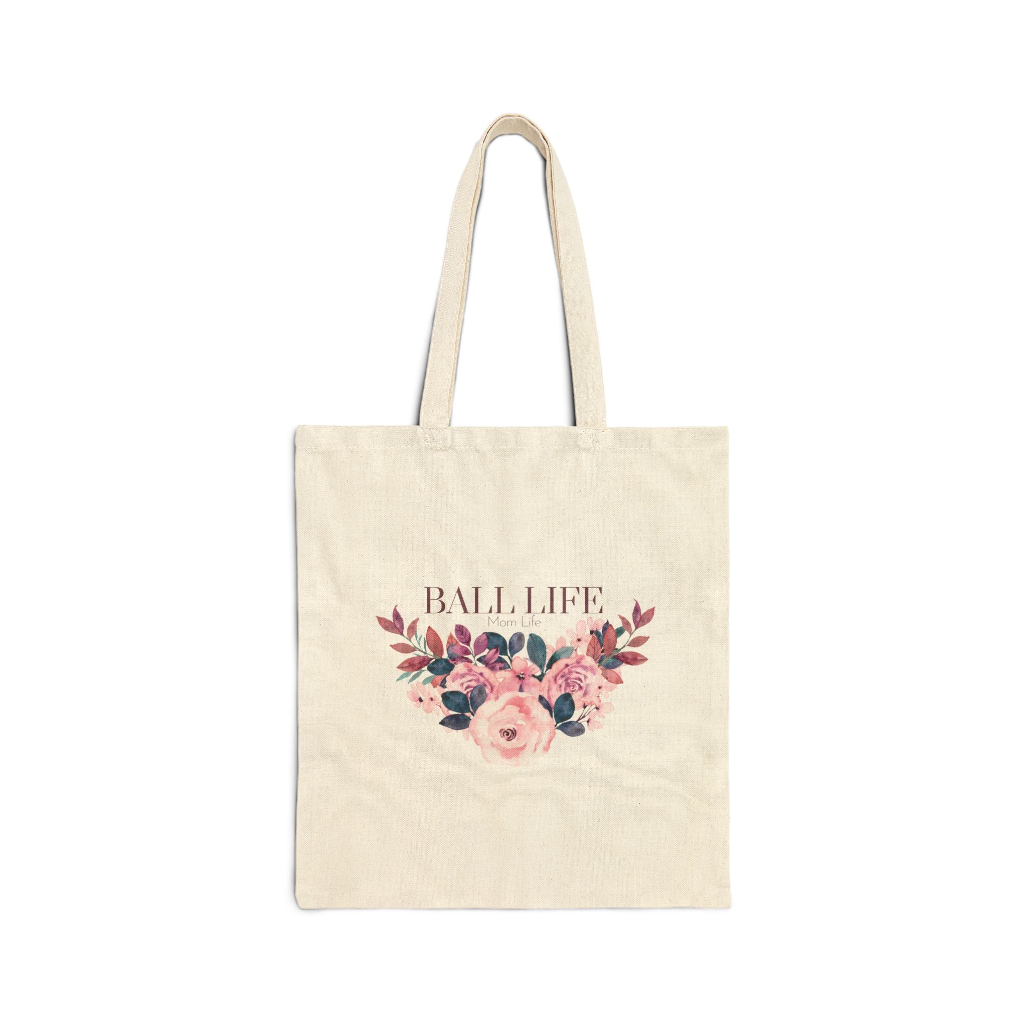 Tote Bag for Mom — Ball Life Floral Canvas Tote (Reusable Market & Gym Bag)