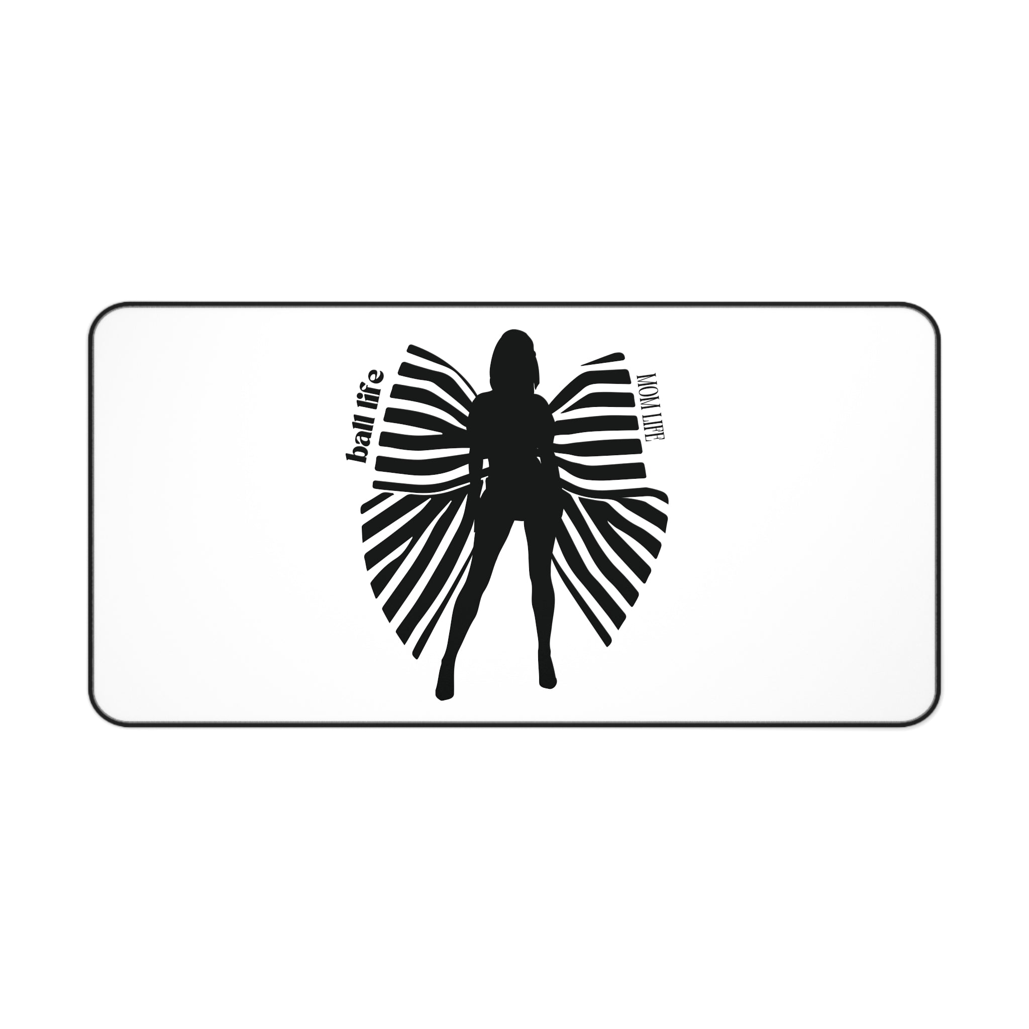 Silhouette and Bow Desk Mat — 'Ball Life Mom Life' Graphic Mouse Pad