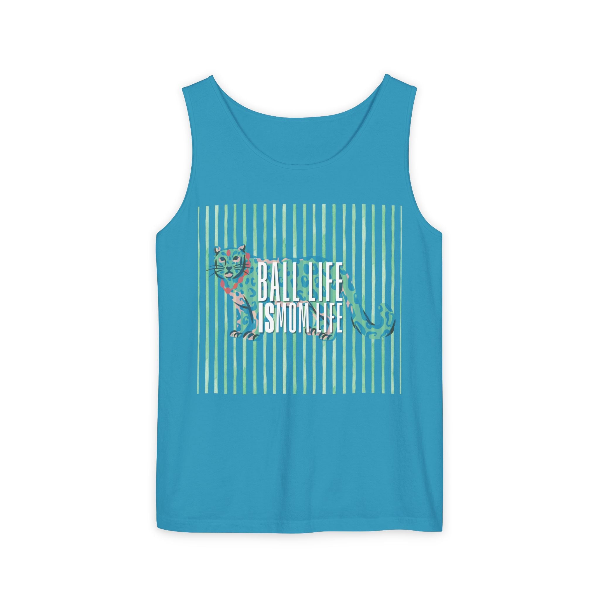 Tank Top — Vintage Leopard Ball Life is Mom Life Graphic