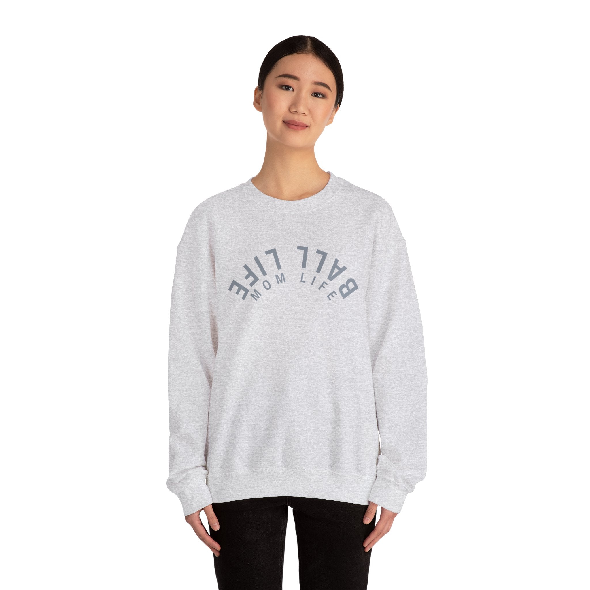 Crewneck Sweatshirt for Mom — Ball Life Mom Life Minimal Athletic Sweatshirt