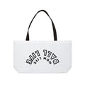 Weekender Tote — 'Ball Life Mom Life' Upside Down Arch Logo Canvas Travel Bag Black and White