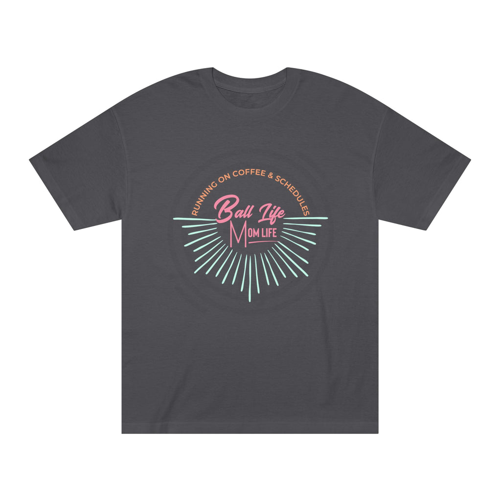 Ball Life Mom Life Graphic Tee — Running on Coffee & Schedules Retro Vibe