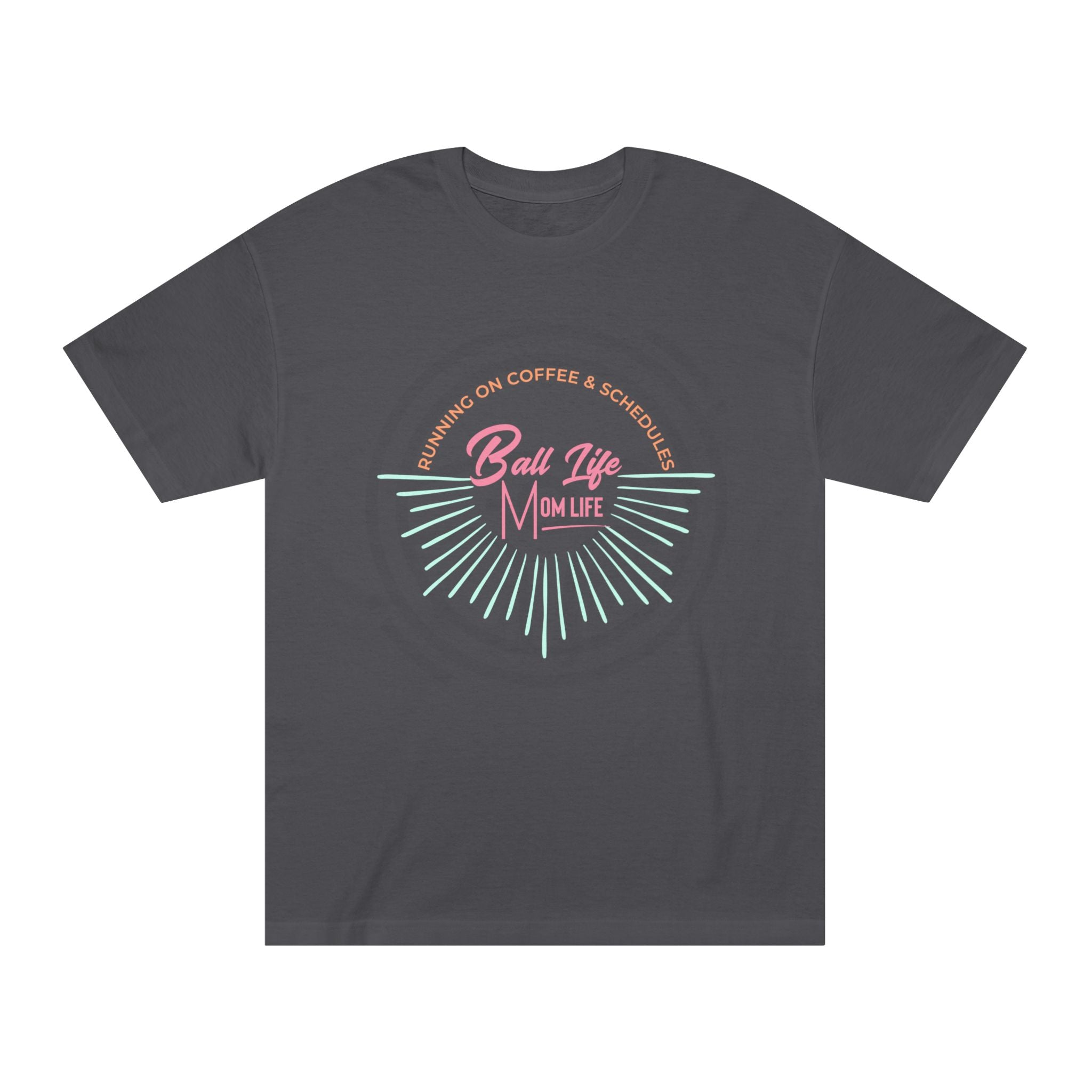 Ball Life Mom Life Graphic Tee — Running on Coffee & Schedules Retro Vibe