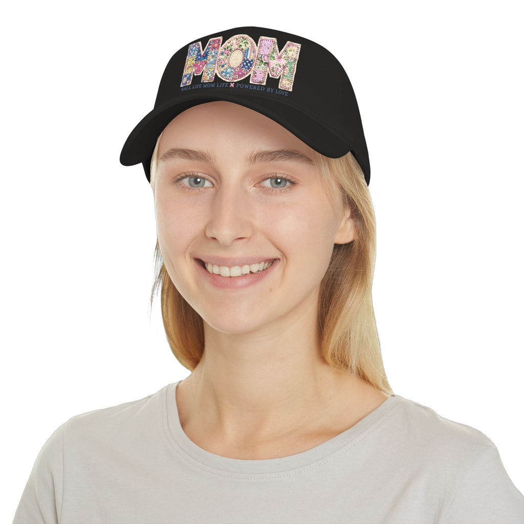 Floral 'MOM Life Ball Life' Quilted Baseball Cap Graphic — Mother's Game Day Hat