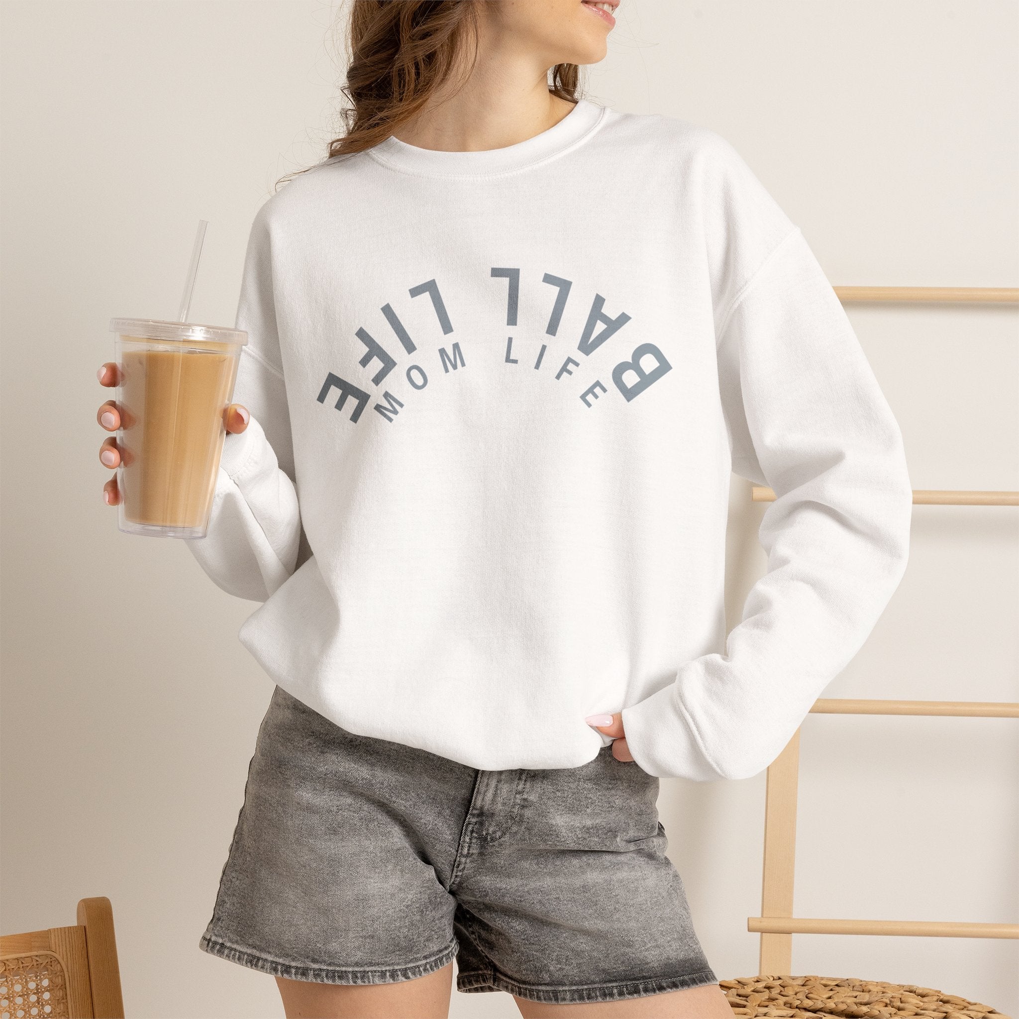 Crewneck Sweatshirt for Mom — Ball Life Mom Life Minimal Athletic Sweatshirt
