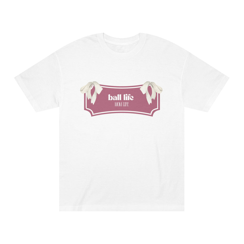 Mom Life Ball Life Ribbon Graphic Tee