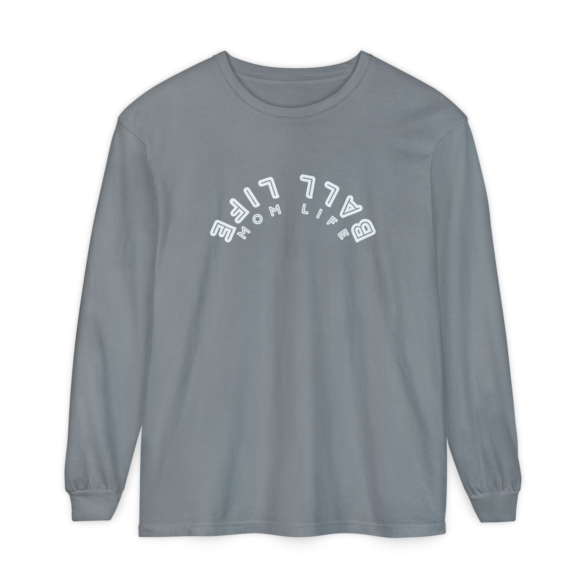 Long Sleeve T-Shirt — Ball Life Mom Life Pastel Upside Down Graphic