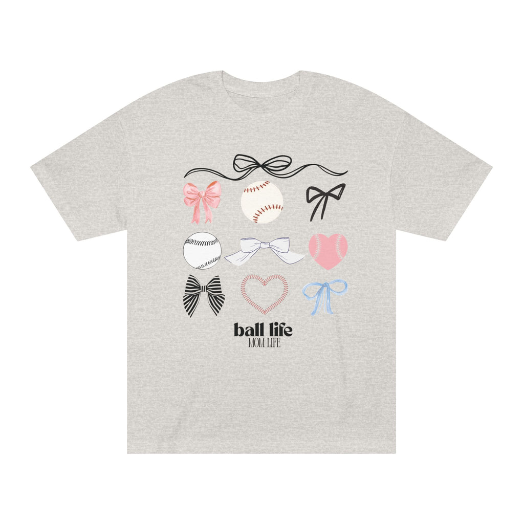Baseball Bow Graphic Tee — "Ball Life" Bows & Heart Sports Shirt
