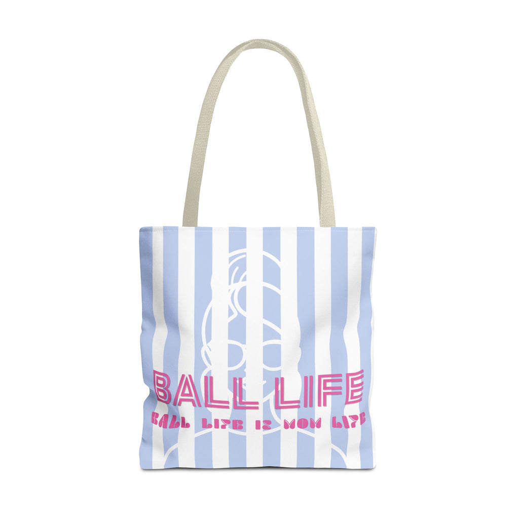 Ball Life Striped Tote Bag — Blue & Pink Athletic Lifestyle Tote