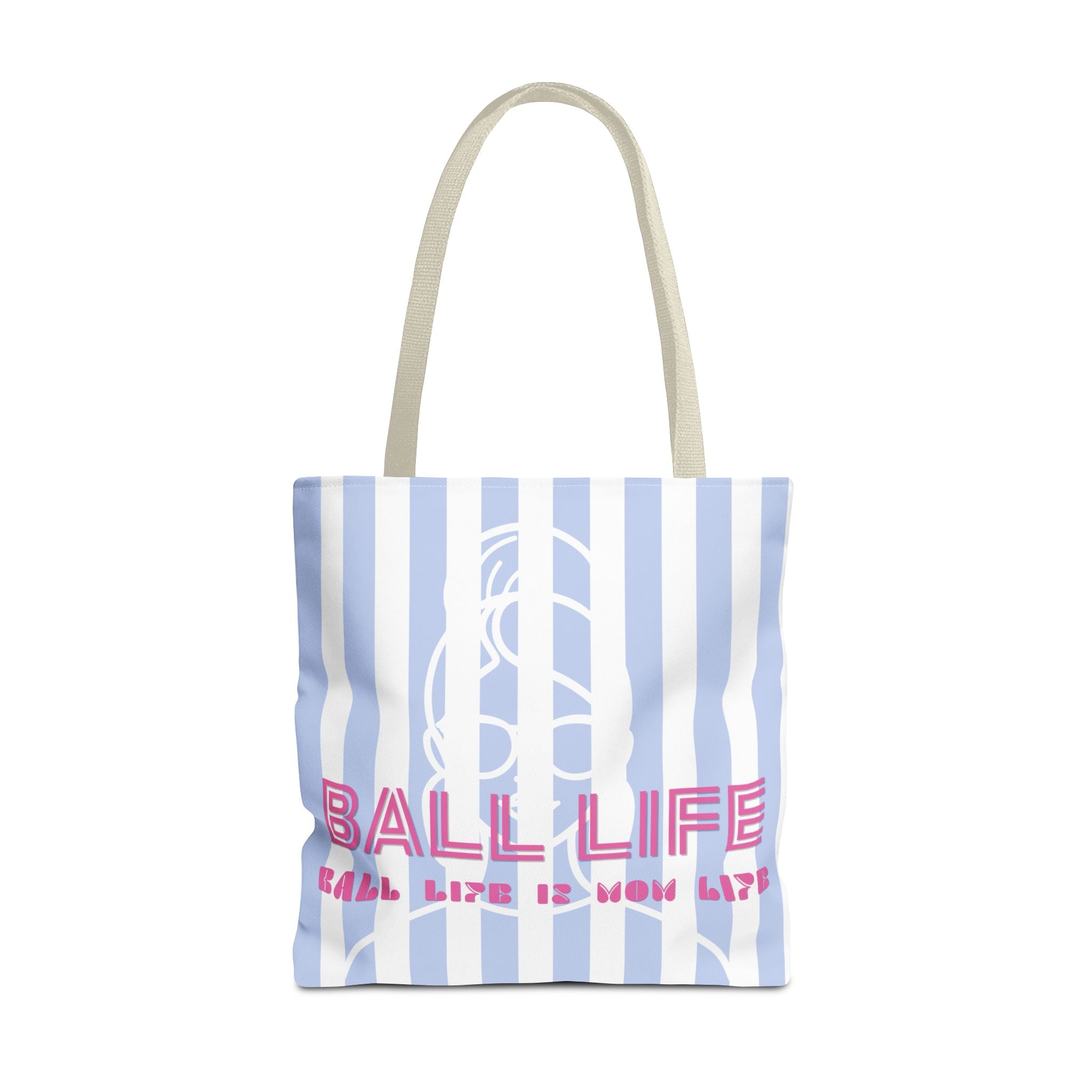 Ball Life Striped Tote Bag — Blue & Pink Athletic Lifestyle Tote