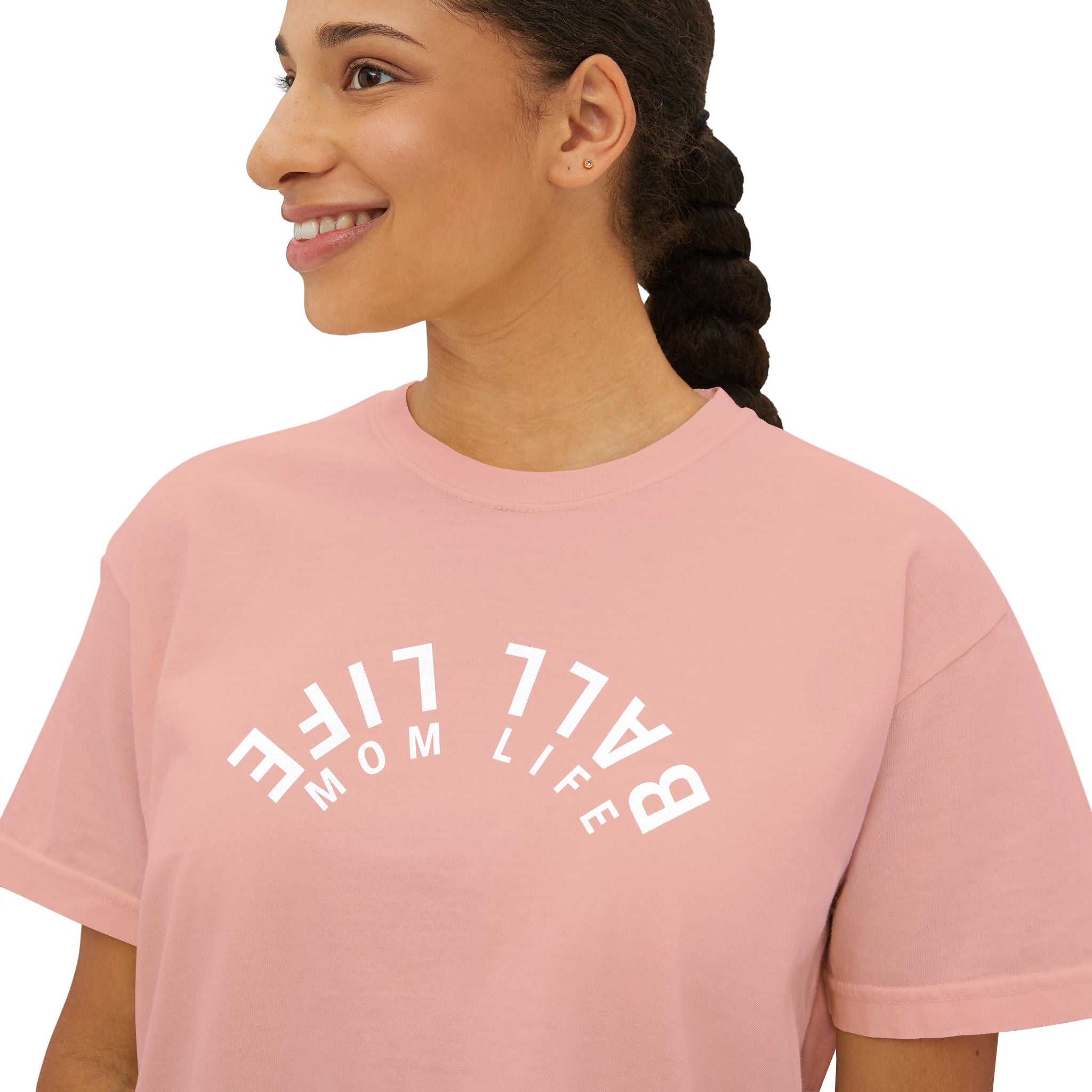Boxy Tee — Ball Life Mom Life Upside Down Logo Women's Crop T-Shirt