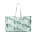Teal Leopard Weekender Bag – Striped Travel Tote for Weekend Getaways
