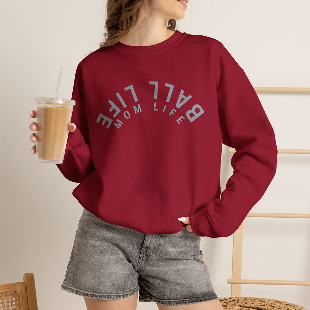 Crewneck Sweatshirt for Mom — Ball Life Mom Life Minimal Athletic Sweatshirt