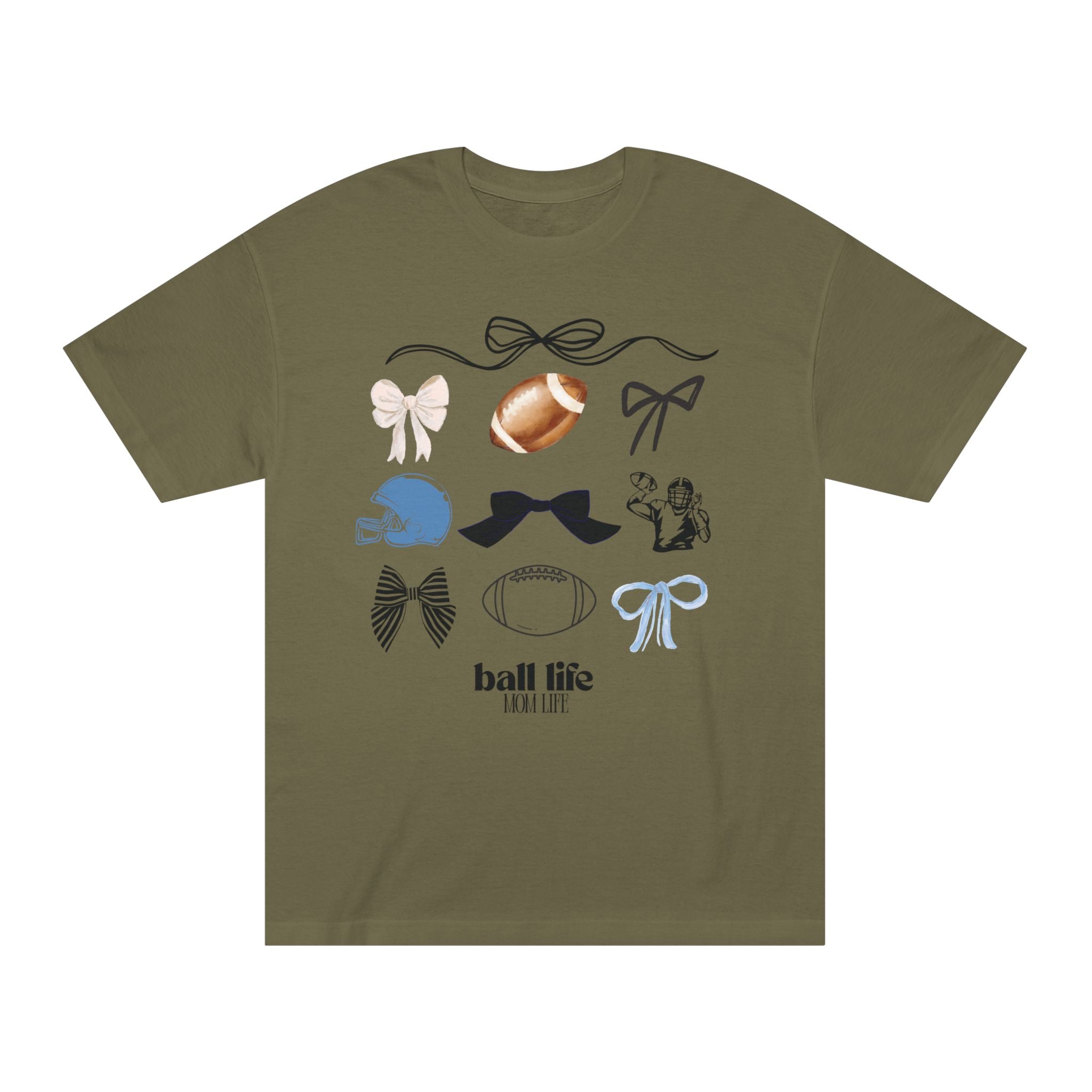 Football Mom Life Tee — Bow & Football Graphic Shirt