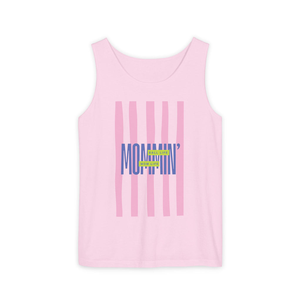 Mommin' Stripes Tank Top — Retro Pastel Graphic Tank Mommin' Ball Life Mom Life