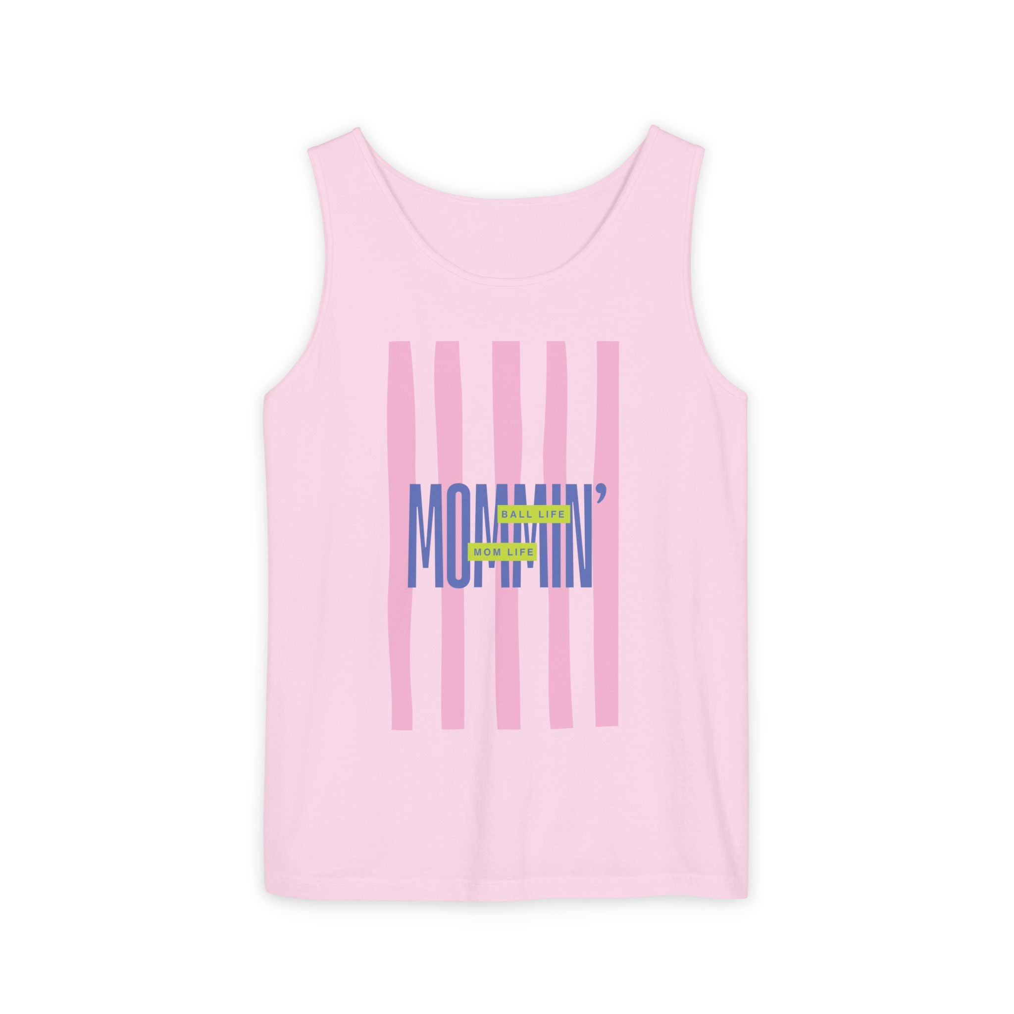 Mommin' Stripes Tank Top — Retro Pastel Graphic Tank Mommin' Ball Life Mom Life