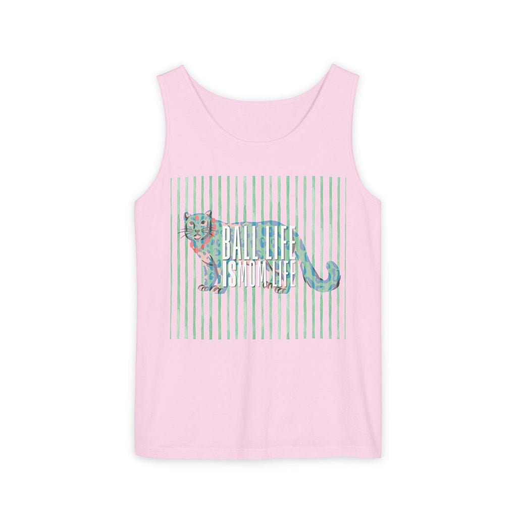 Tank Top — Vintage Leopard Ball Life is Mom Life Graphic