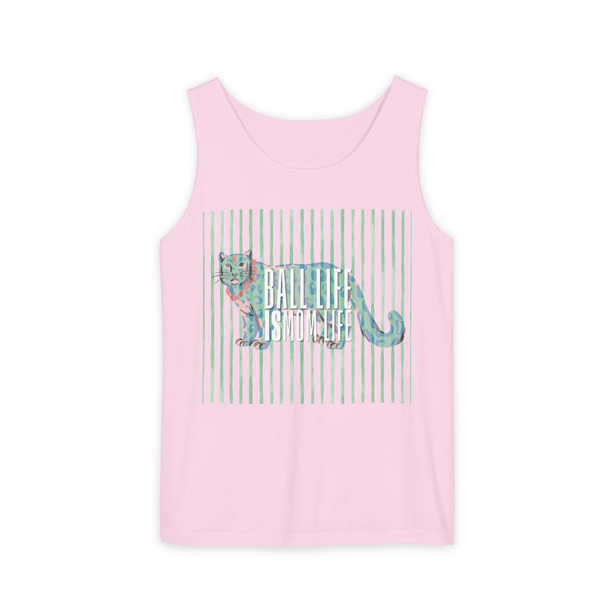 Tank Top — Vintage Leopard Ball Life is Mom Life Graphic