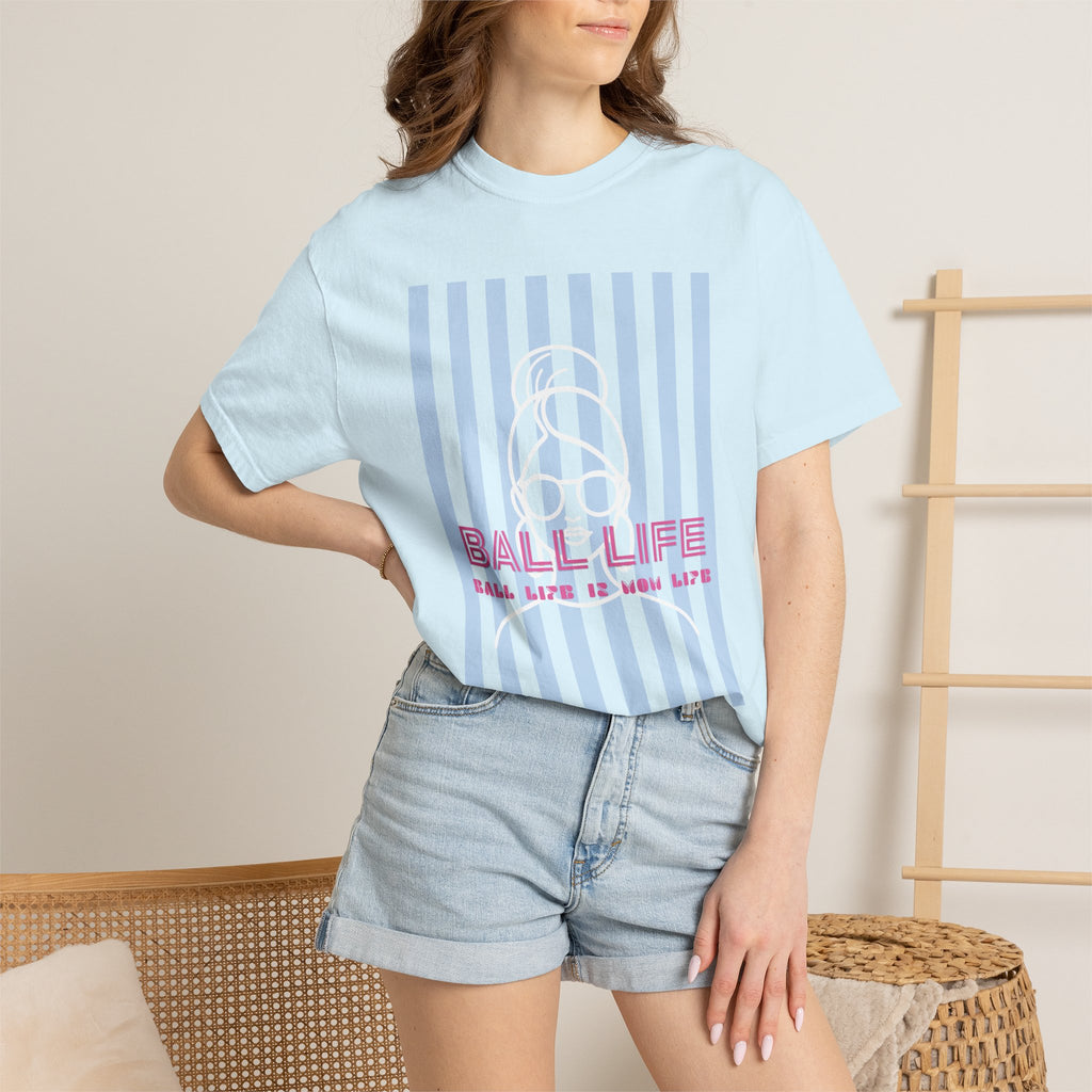 Ball Life Mom Life Striped Graphic T-Shirt