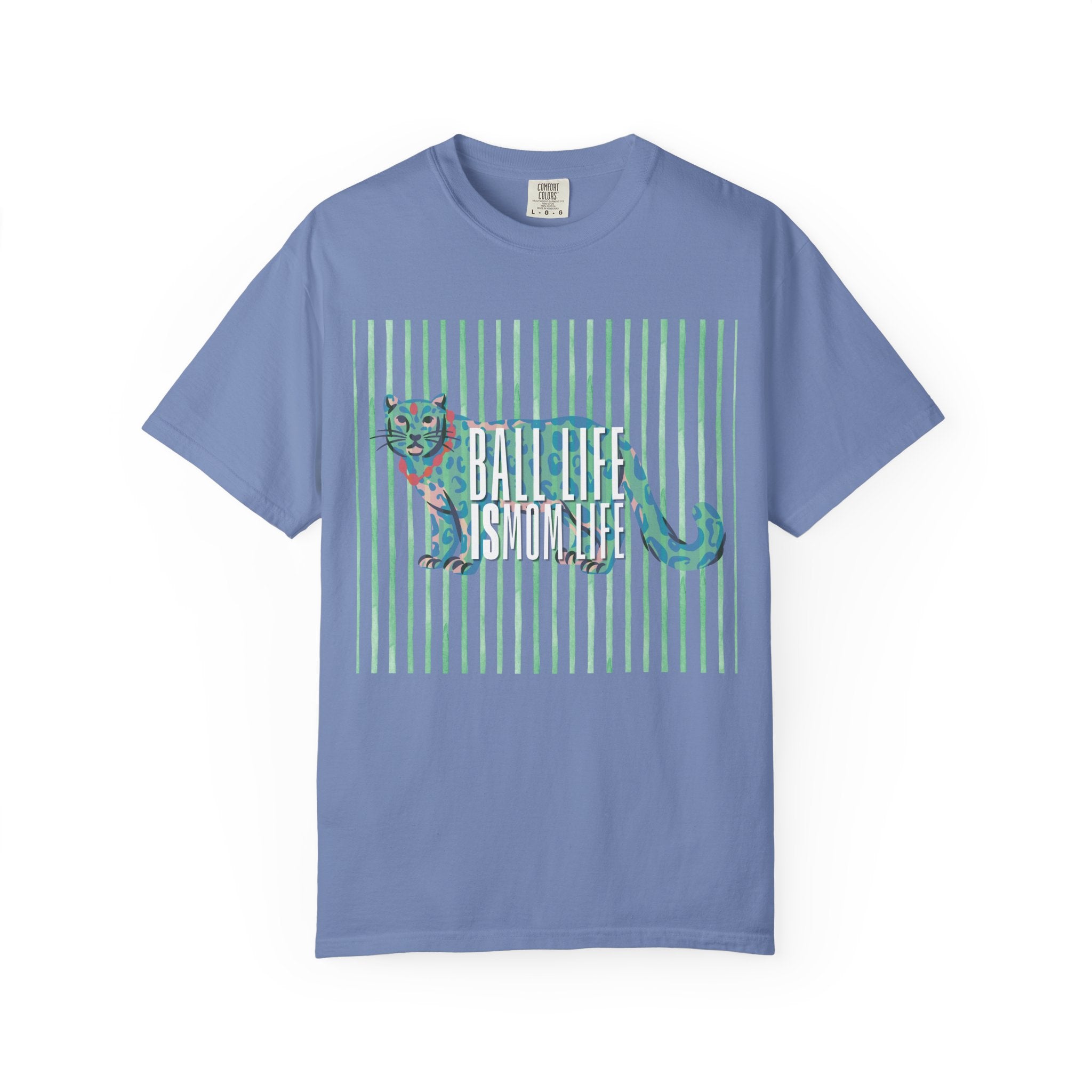 Jaguar Stripes Graphic T‑Shirt — Ball Life Mom Life Retro Animal Print Tee