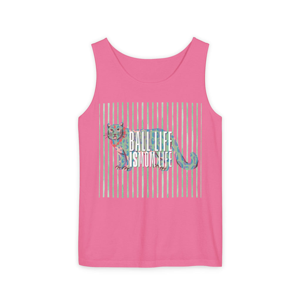 Tank Top — Vintage Leopard Ball Life is Mom Life Graphic