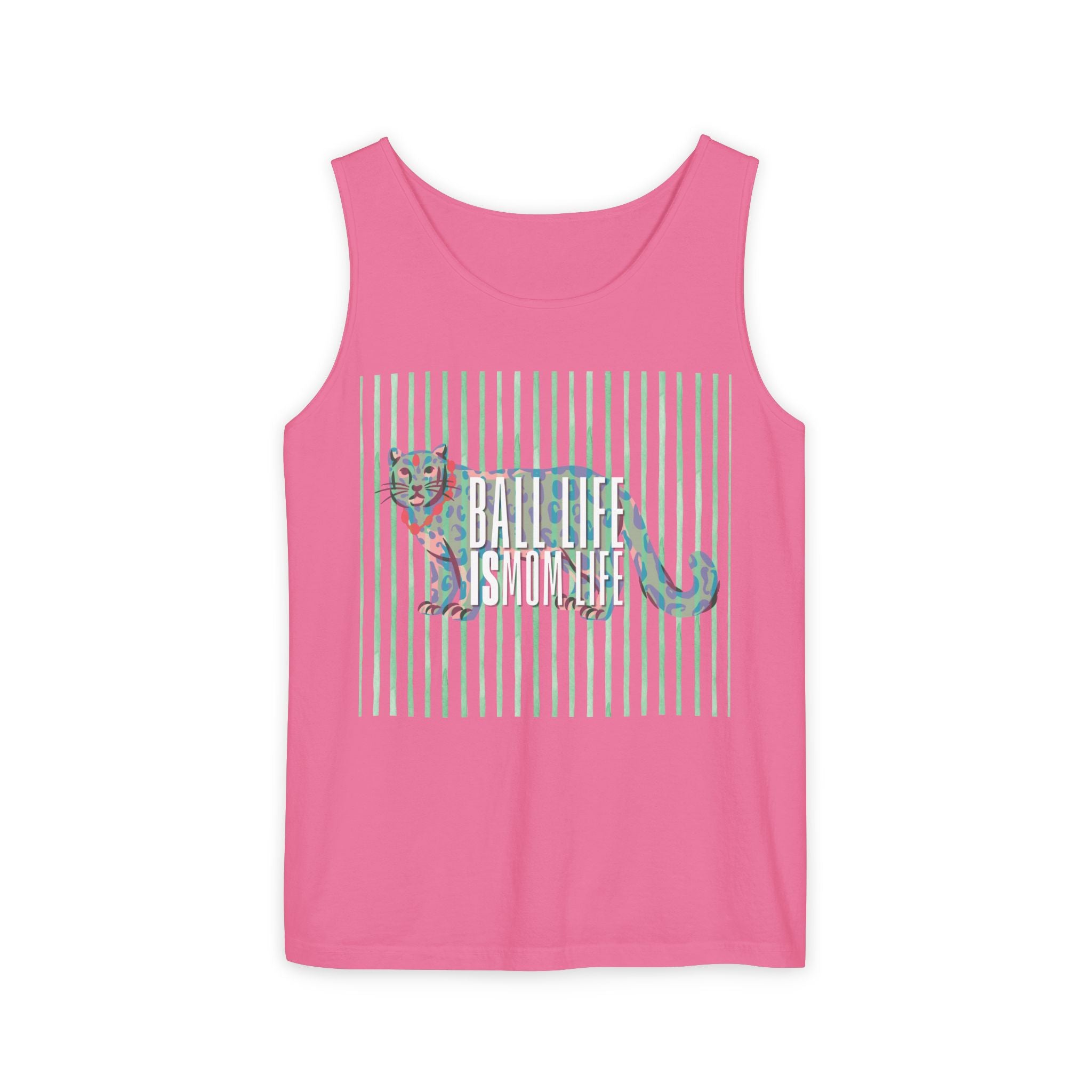 Tank Top — Vintage Leopard Ball Life is Mom Life Graphic