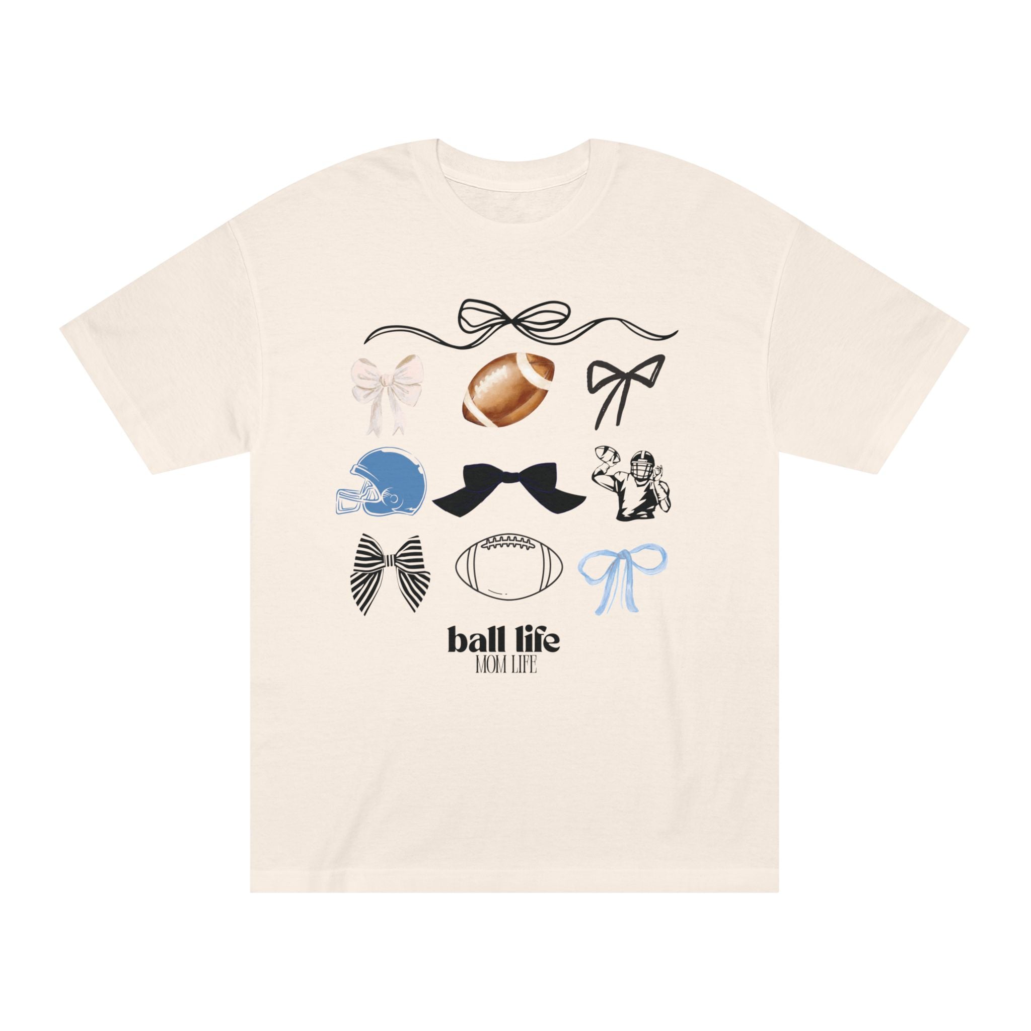 Football Mom Life Tee — Bow & Football Graphic Shirt