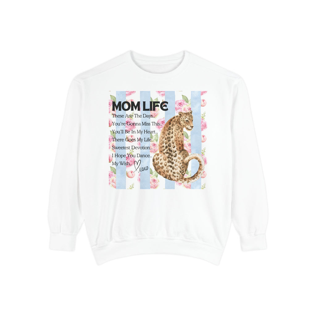 Mom Life Leopard Print Sweatshirt - Floral Striped Song Title Crewneck