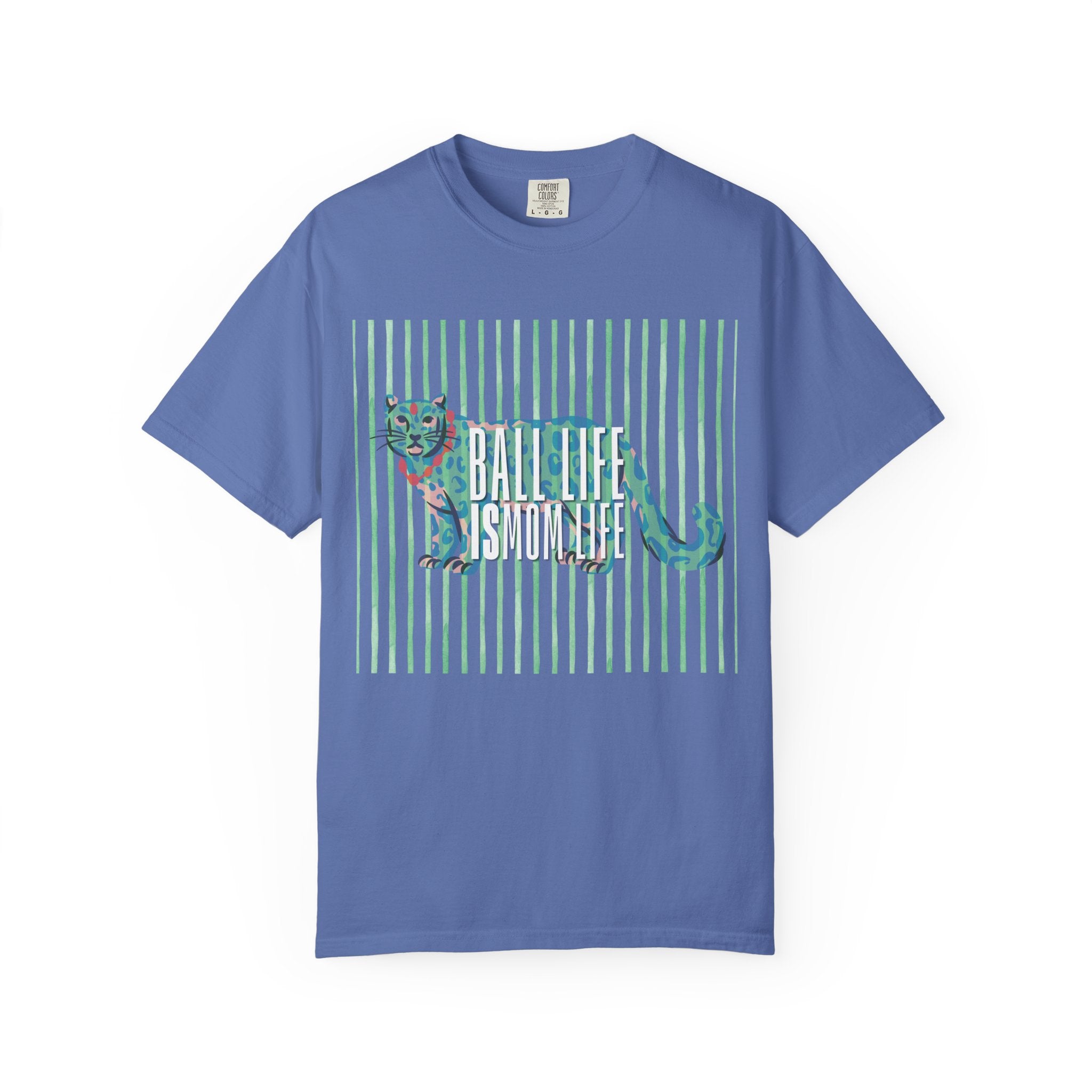 Jaguar Stripes Graphic T‑Shirt — Ball Life Mom Life Retro Animal Print Tee