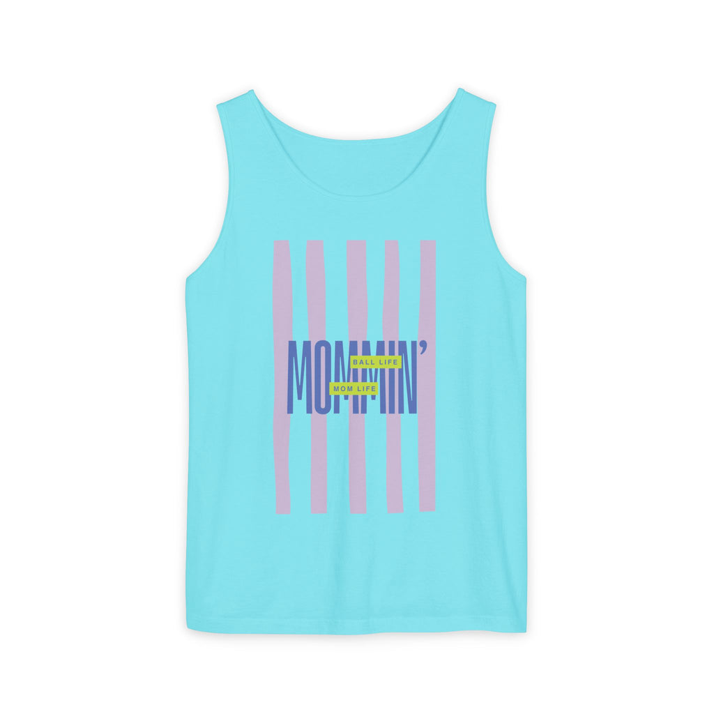 Mommin' Stripes Tank Top — Retro Pastel Graphic Tank Mommin' Ball Life Mom Life
