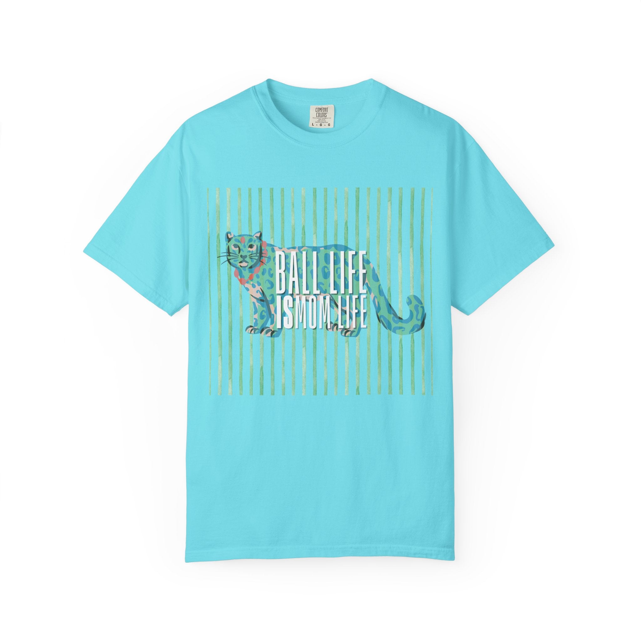 Jaguar Stripes Graphic T‑Shirt — Ball Life Mom Life Retro Animal Print Tee