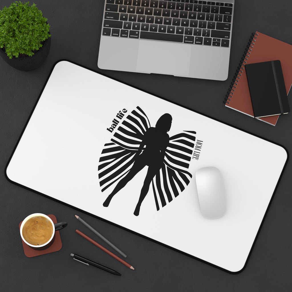 Silhouette and Bow Desk Mat — 'Ball Life Mom Life' Graphic Mouse Pad