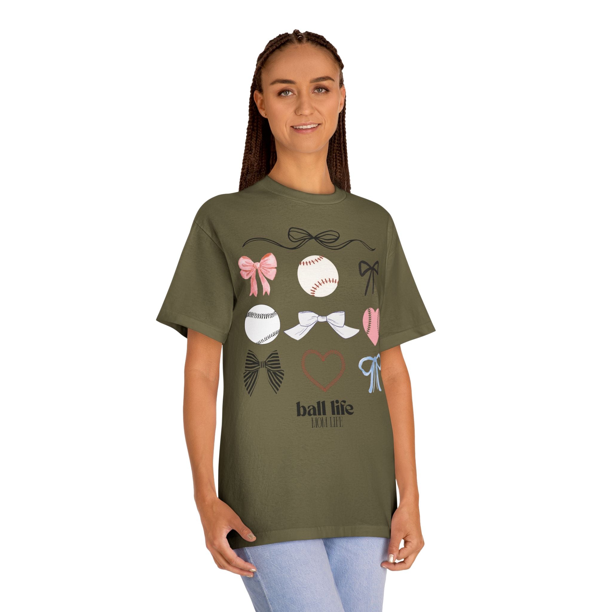 Baseball Bow Graphic Tee — "Ball Life" Bows & Heart Sports Shirt