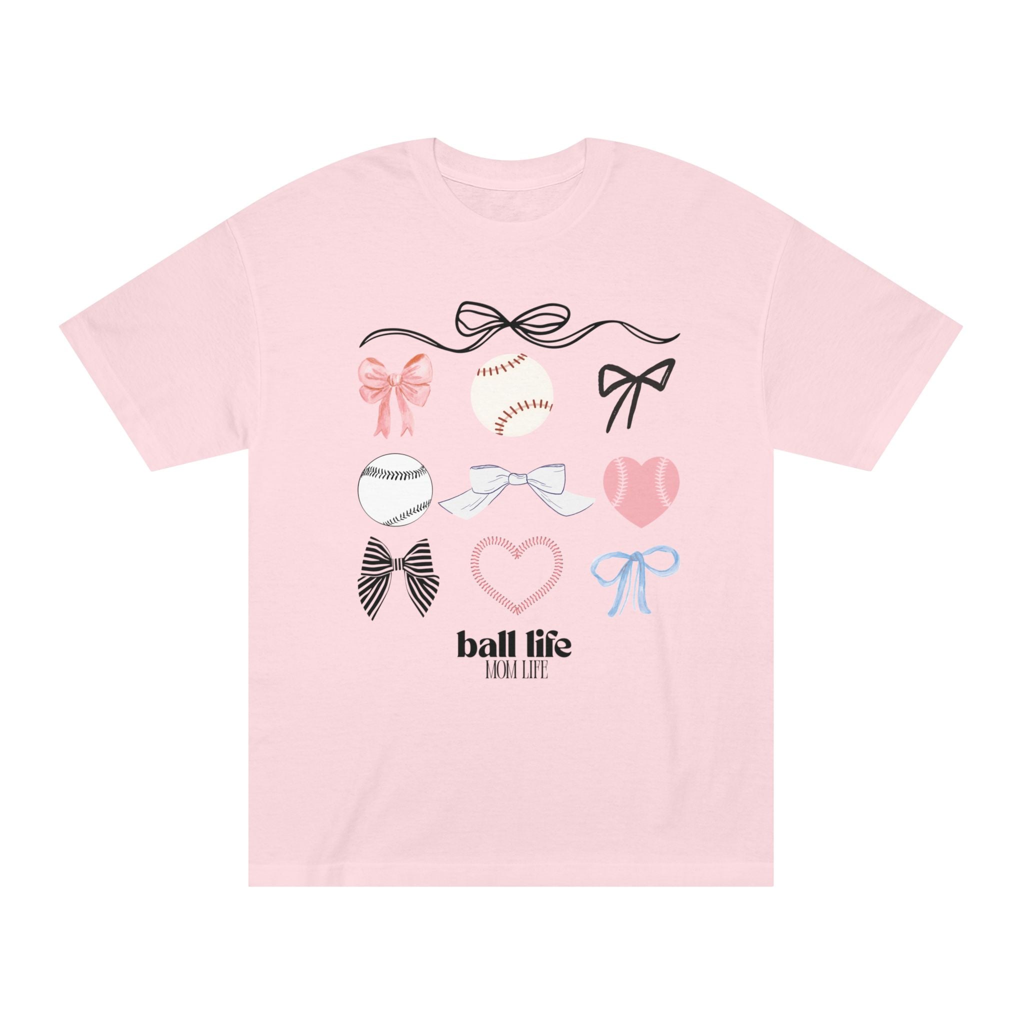 Baseball Bow Graphic Tee — "Ball Life" Bows & Heart Sports Shirt