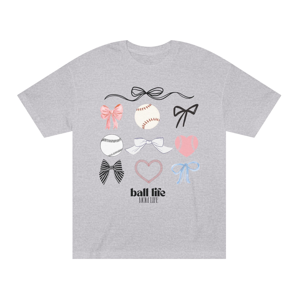 Baseball Bow Graphic Tee — "Ball Life" Bows & Heart Sports Shirt