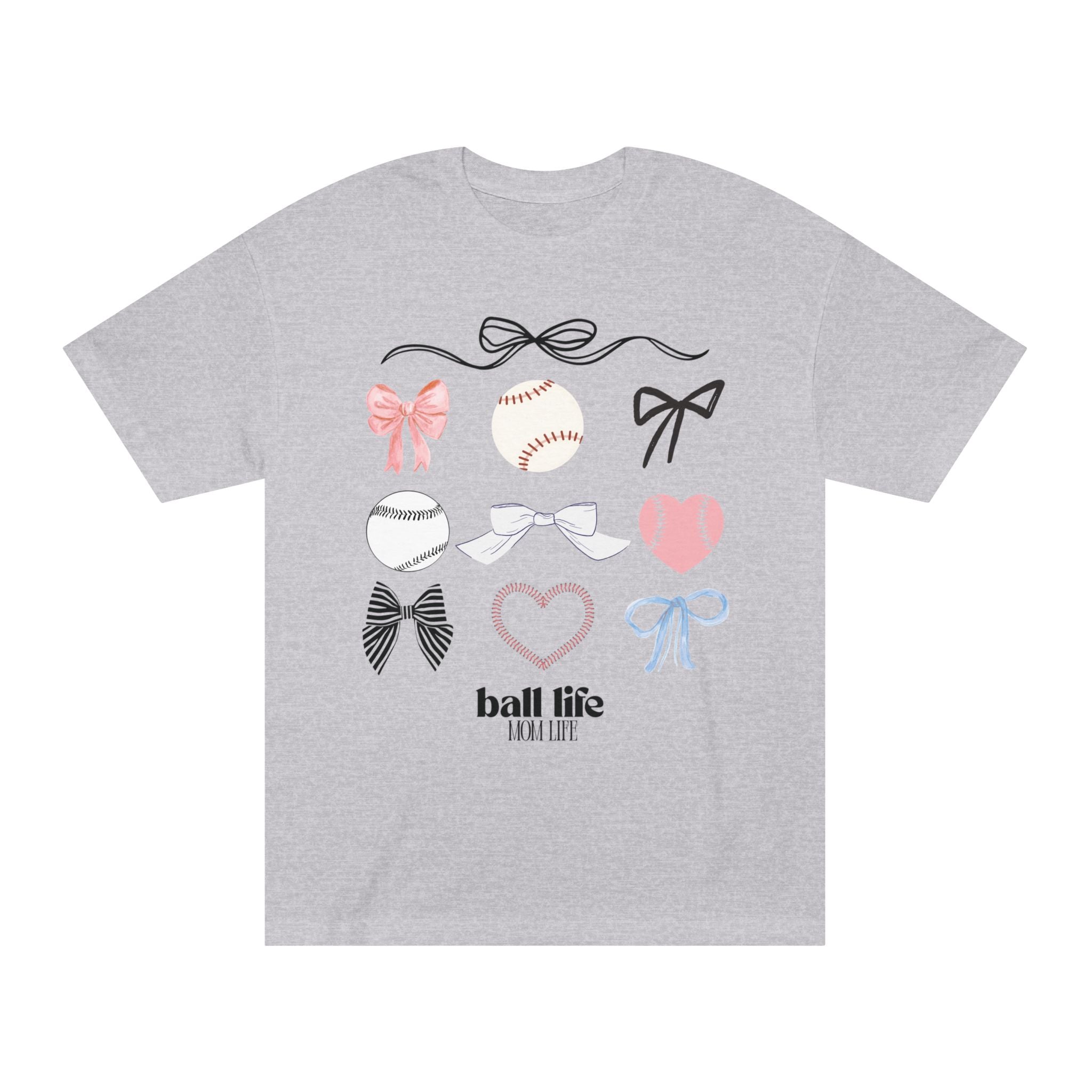 Baseball Bow Graphic Tee — "Ball Life" Bows & Heart Sports Shirt